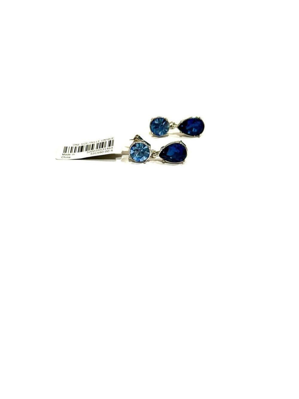 Banana Republic Blue Crystal Drop Earrings NWT - Picture 7 of 11